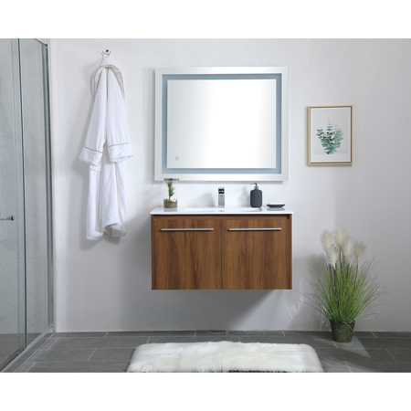 Elegant Decor 36 Inch Single Bathroom Floating Vanity In Walnut Brown VF44036WB